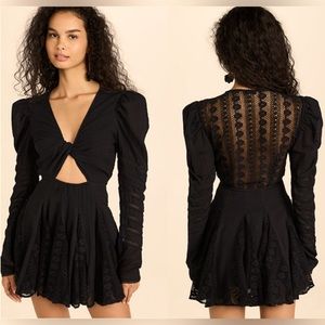 Anthropologie Black Lace Mini Dress